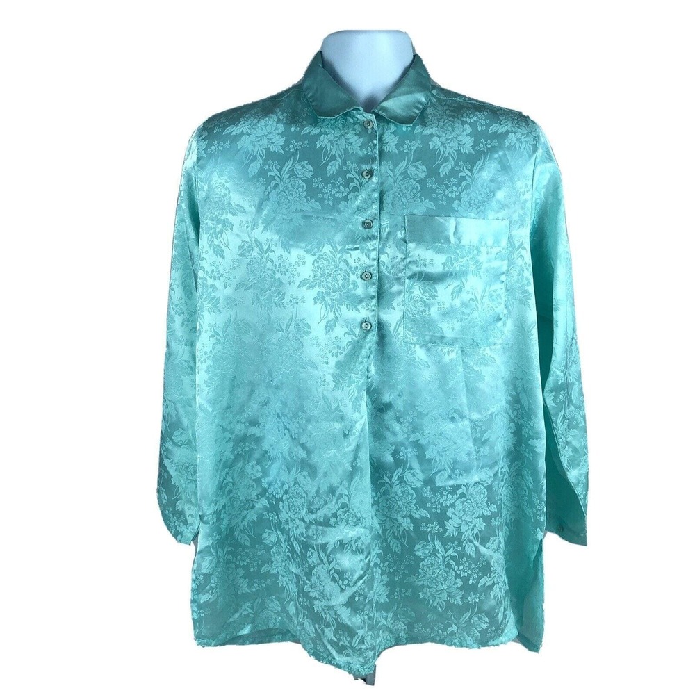 Jayre of California Vintage 80s Satin Pajama Top Size Medium Sleepwear Lingerie